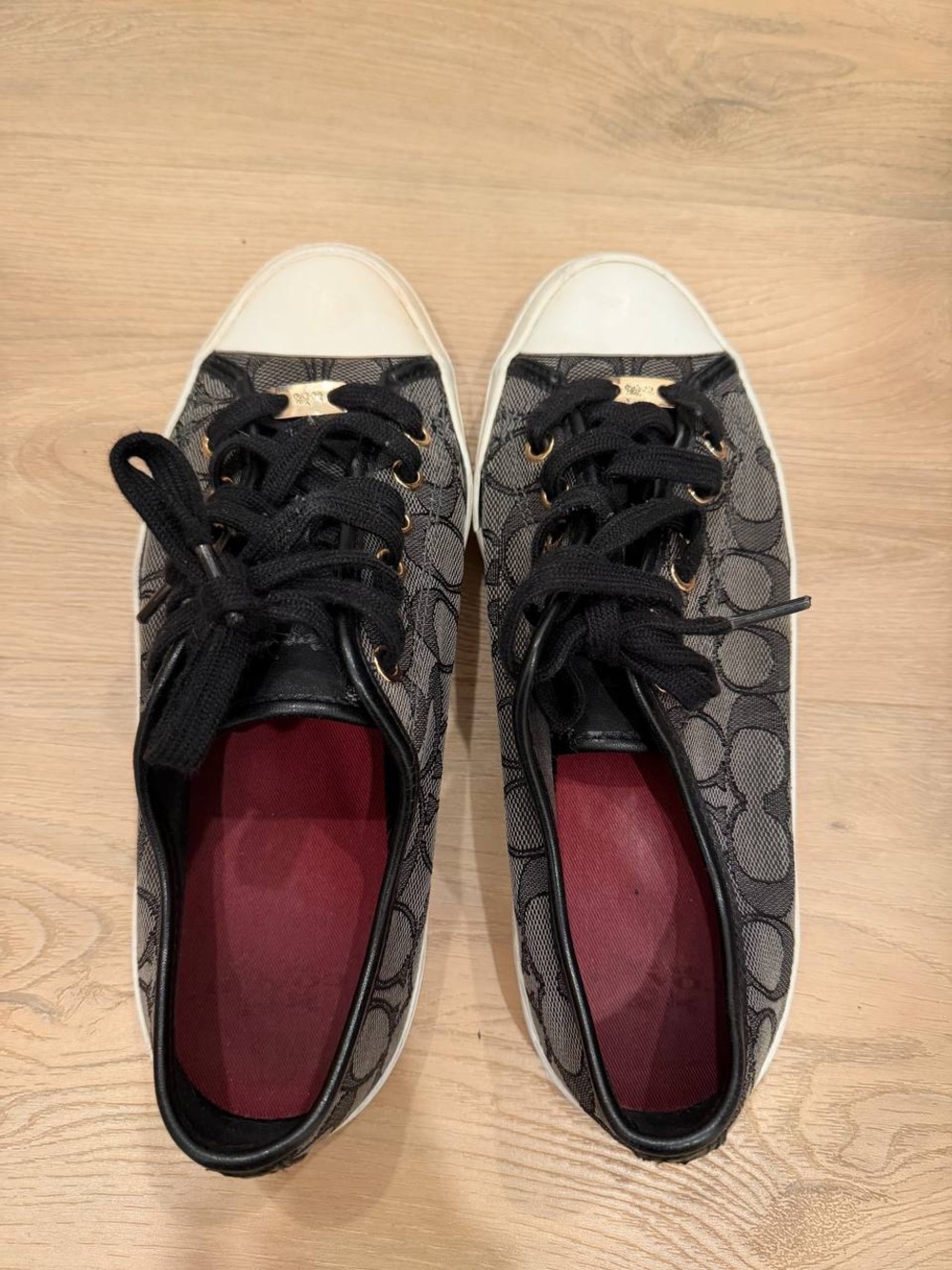 Coach Low-Top Signature Canvas Sneakers in Black, Gray and White